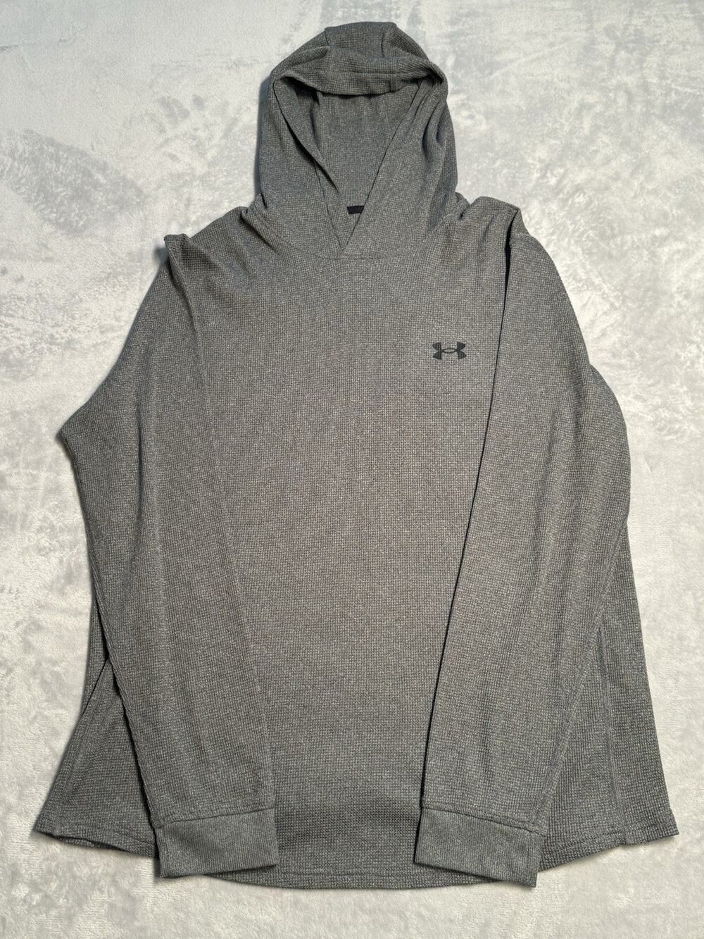 XL Under Armour Hoodie Gray Heather Loose Fit Pullover Stretch Gym Workout Hood